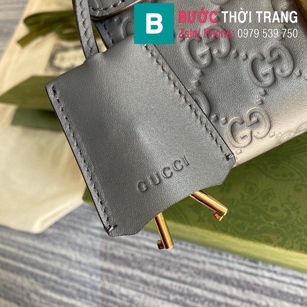 Túi xách Gucci Padlock small GG shoulder siêu cấp màu ghi size 20 cm - 409487
