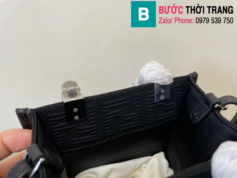 Túi xách Fendi tote mini siêu cấp da bê màu đen size 18cm 8376