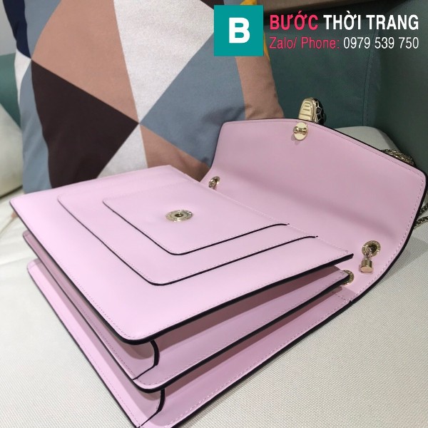 Túi Bvlgari Serventi Forever shoulder bag siêu cấp da bê màu hồng nhạt size 28cm - 35106 