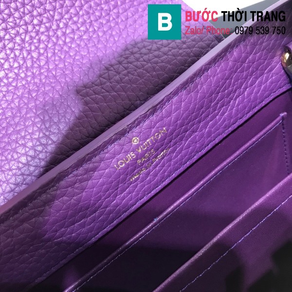 Túi xách Louis Vuitton Capucines Taurillon siêu cấp màu tím size 21 cm - M56071