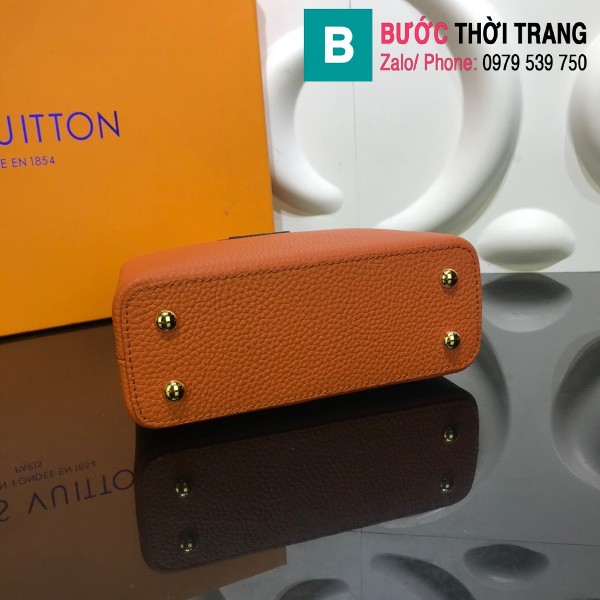 Túi xách Louis Vuitton Capucines Taurillon siêu cấp màu cam lợt size 21 cm - M56770