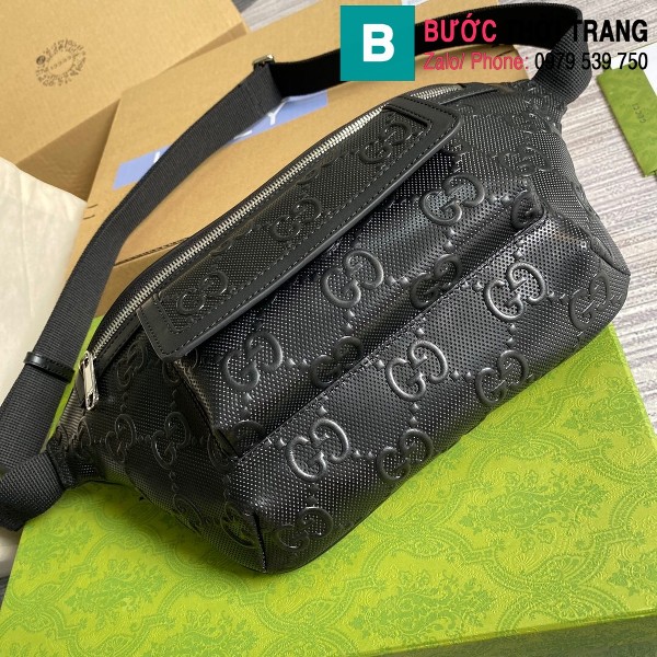 Túi xách Gucci embossed belt bag siêu cấp da bê màu đen size 28cm - 645093
