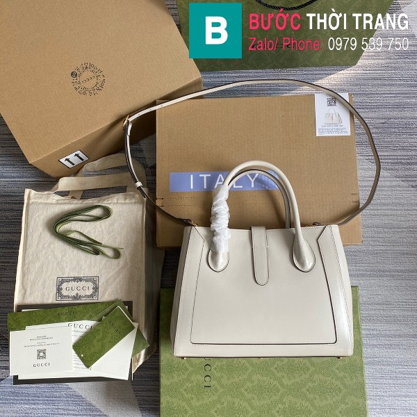 Túi xách Gucci Jacki 1961 Medium Tote Bag siêu cấp màu trắng size 30 cm - 649610