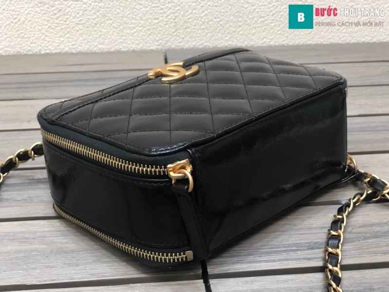 Túi xách Chanel Vanity siêu cấp màu đen da bê size 19 cm - 2179