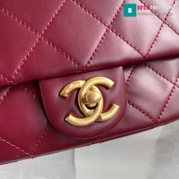 Túi xách Chanel Flap Shoulder bag siêu cấp màu đỏ đô size 21 cm - AS2210