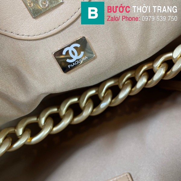 Túi xách Chanel Hobo bag siêu cấp da bê màu nude size 36cm - AS2845 