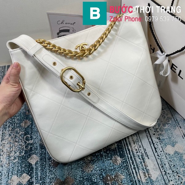 Túi xách Chanel Hobo bag siêu cấp da bê màu trắng size 36cm - AS2845 