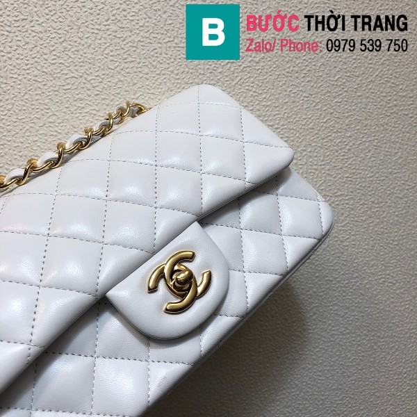 Túi xách Chanel Classic Flap Bag 1116 siêu cấp da bê màu trắng size 20 cm