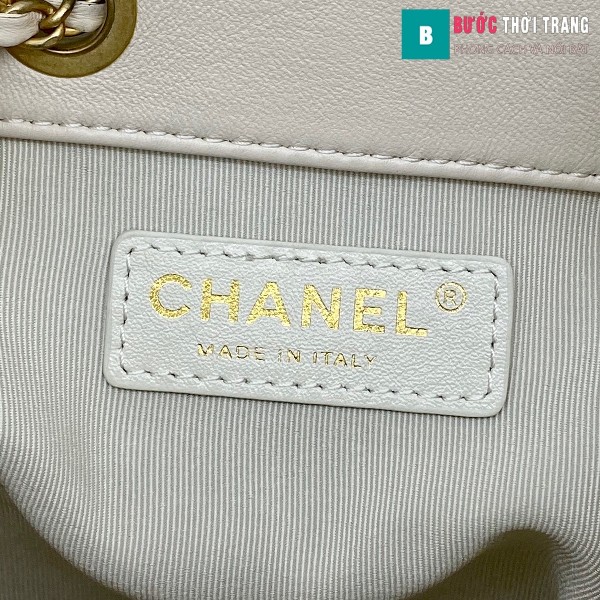 Túi xách Chanel Drawstring Bag siêu cấp màu trắng ngà size 20 cm da cừu