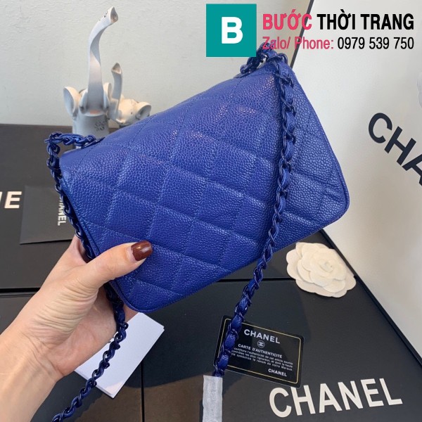 Túi xách Chanel Ulta Matte Square Mini Bag siêu cấp da bê màu xanh size 19cm - AS1784