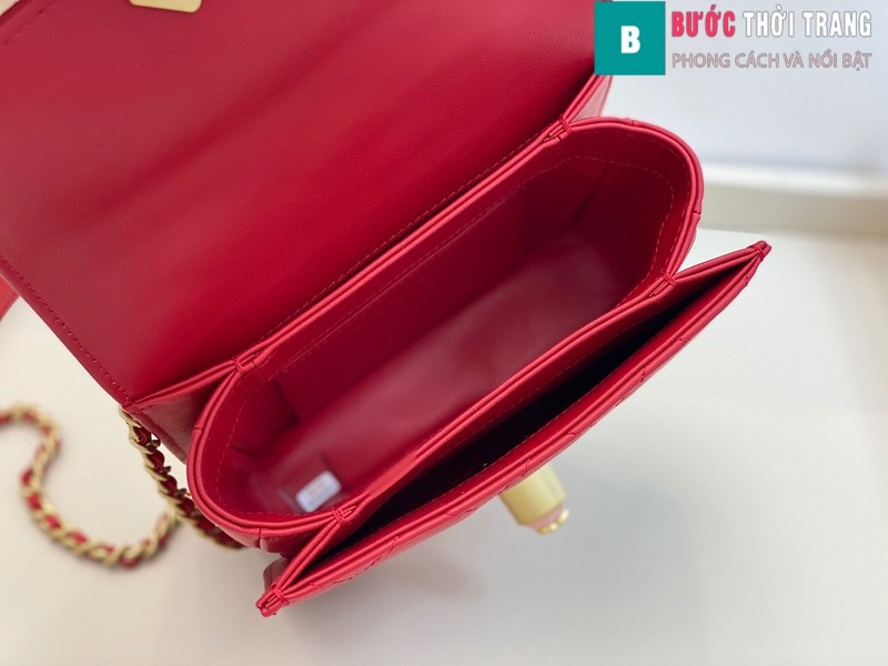 Túi xách Chanel Flap Bag siêu cấp màu trắng đỏ bê size 17.5 cm - AS1889