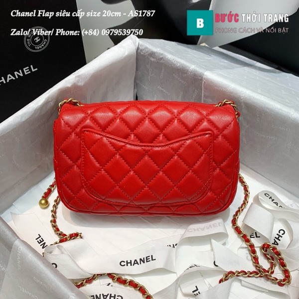 Túi xách Chanel Flap Bag siêu cấp da cừu màu đỏ size 20cm - AS1787
