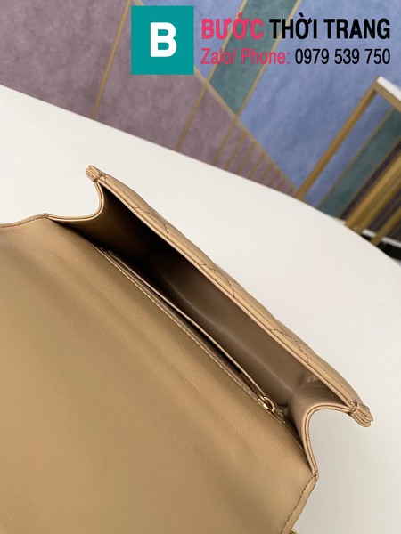 Túi xách tay Chanel mẫu mới siêu cấp da bê màu nâu size 18 cm - AS8817