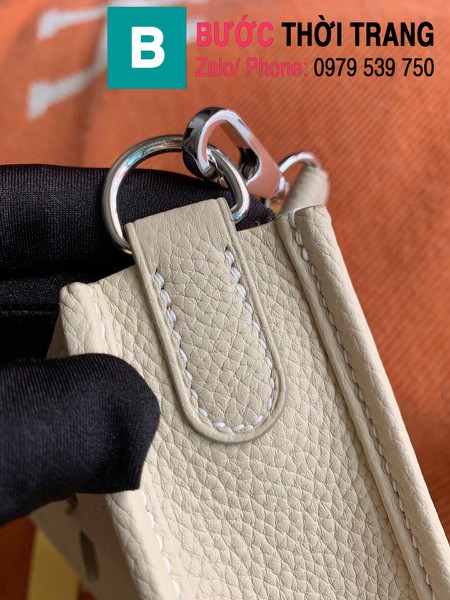Túi xách Hermes Evelyne mini bag siêu cấp da togo màu trắng gạo size 17cm