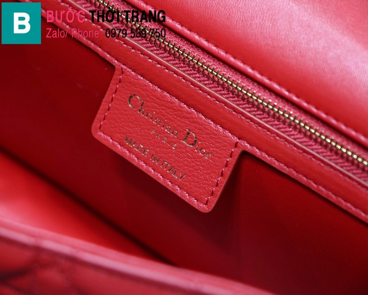 Túi đeo chéo Dior Caro siêu cấp da bê màu đỏ size 20cm