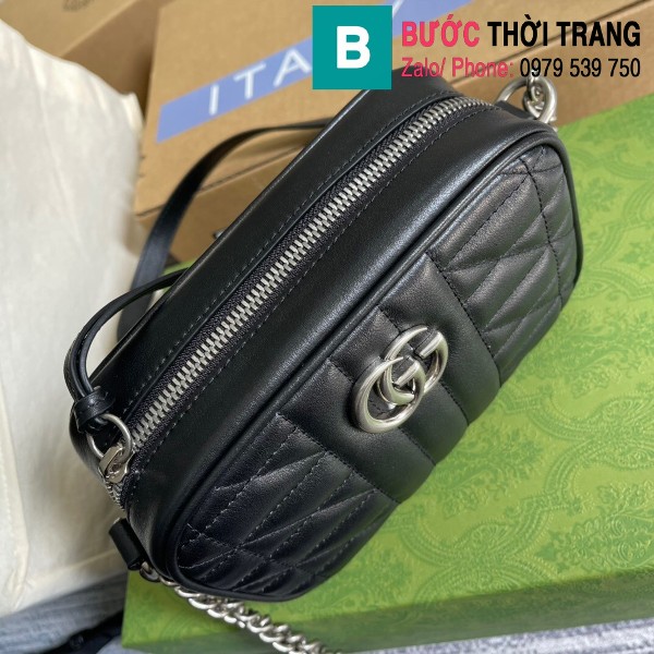 Túi xách Gucci Marmont Matelassé mini mẫu mới siêu cấp màu đen size 18cm - 634936