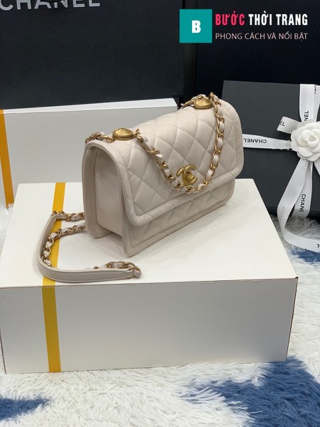 Túi xách Chanel Crossbody Bag siêu cấp màu trắng size 22 cm - AS2055 