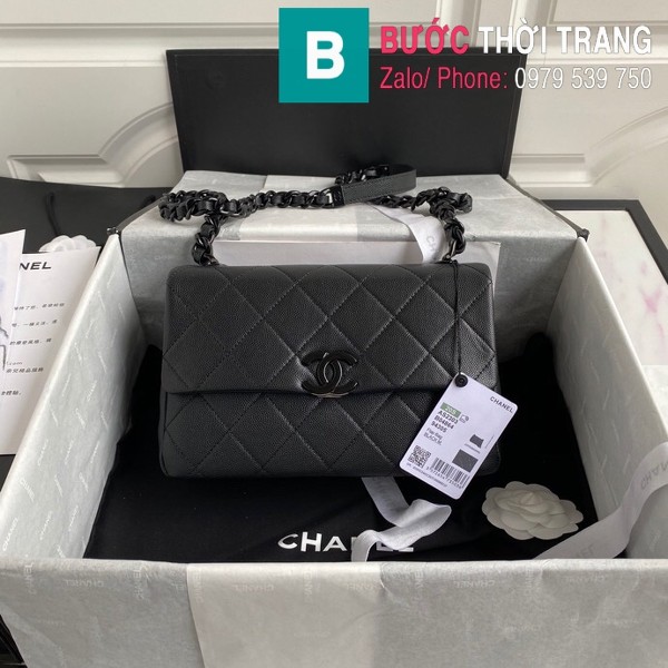 Túi xách Chanel Flap bag siêu cấp da bê màu đen size 16.5 cm - AS2303
