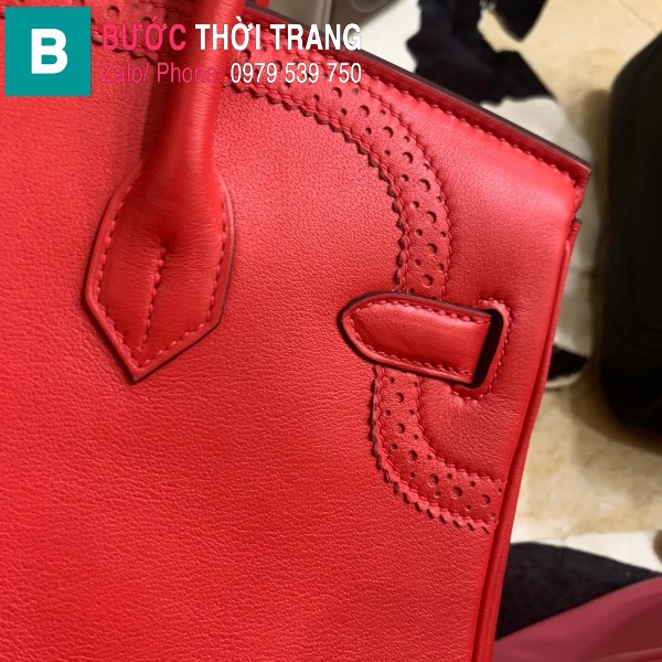 Túi xách Hermes Birkin siêu cấp da Togo màu đỏ size 30cm