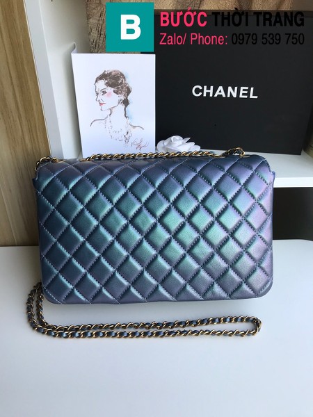Túi xách Chanel Enamel CC Plap Bag siêu cấp da cừu màu xanh size 26cm - 57276