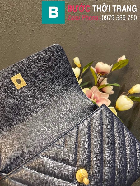 Túi xách Chanel Coco Handle Small siêu cấp da bê vân v màu xanh đen size 24 cm - A92990