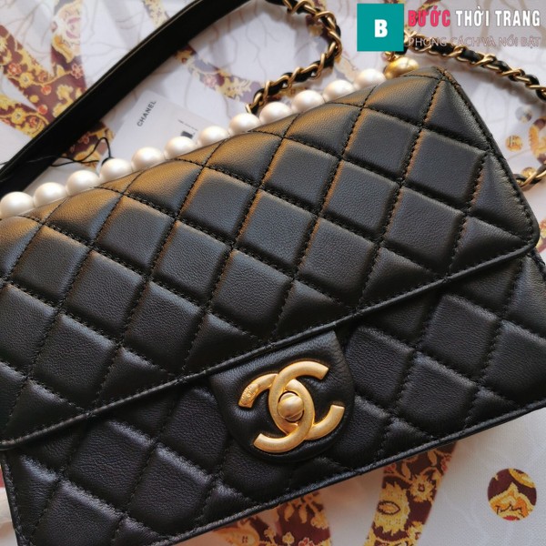 Túi xách Chanel Pearl chanin bag siêu cấp  màu đen size 21 cm - S0585
