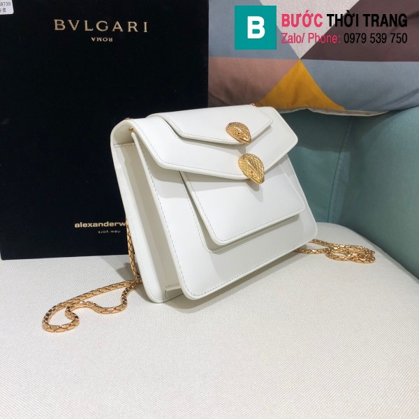 Túi xách Bvlgari Alexander Wang siêu cấp da bê màu trắng size 20 cm