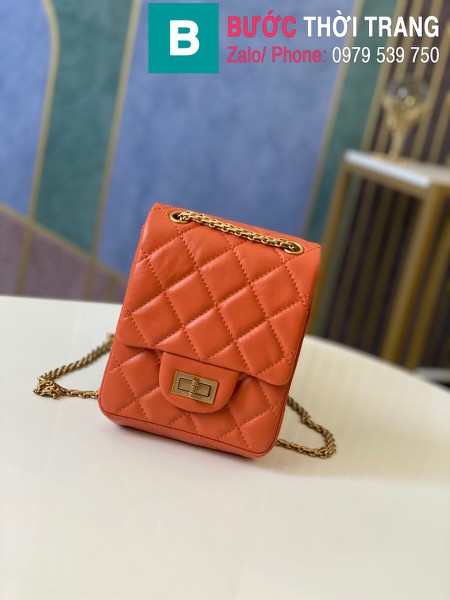 Túi xách Chanel Calfskinn2.55 Reissue Phone Bag siêu cấp da bê màu cam size 17cm - AS1326