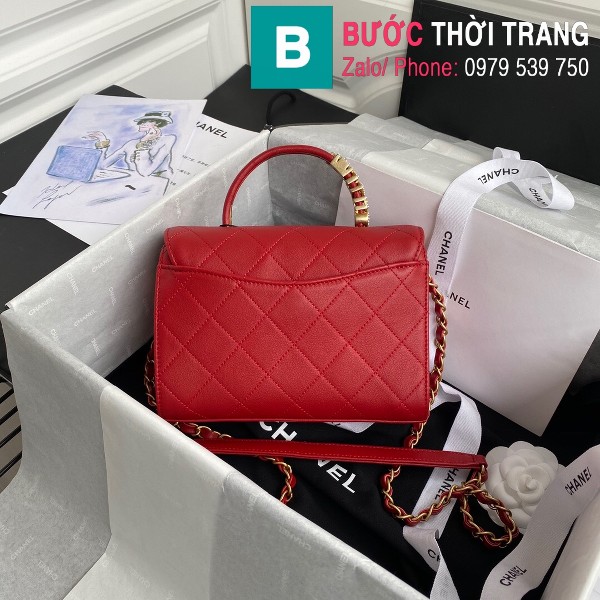 Túi xách Chanel 2020 Top Handle bag siêu cấp da bê màu đỏ size 20 cm - AS2059