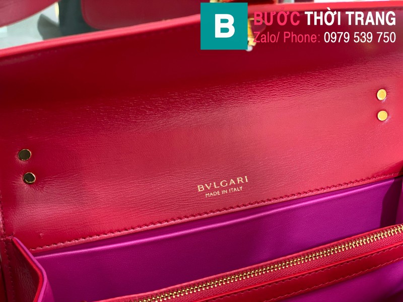 Túi BVLgari Seventi Porever Crossbody Bag siêu cấp da bê màu đỏ size 25cm 