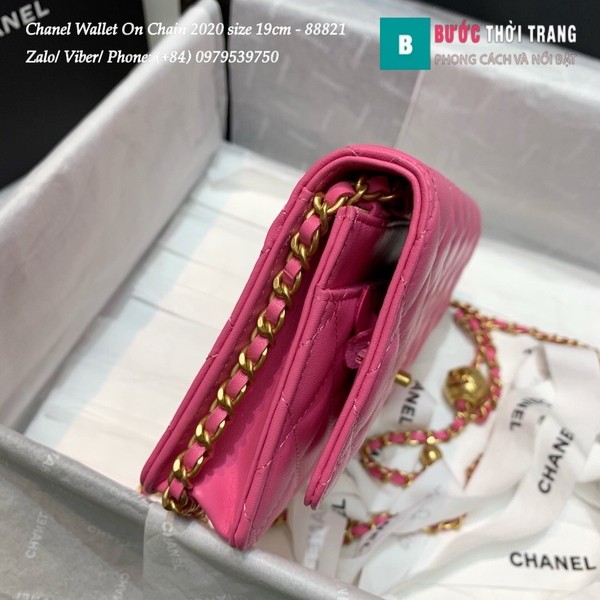 Túi Xách Chanel Classic Wallet On Chain siêu cấp 2020 size 19cm màu hồng - A88821