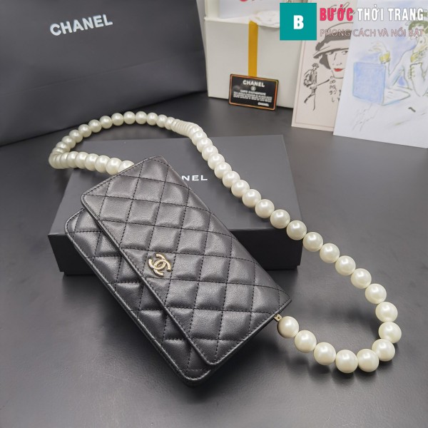 Túi Xách Chanel Classic Wallet On Chain siêu cấp da cừu màu đen 19cm - 81028