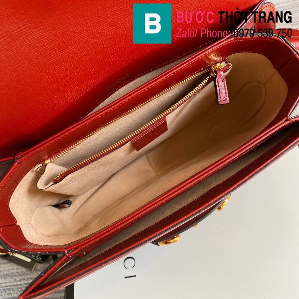 Túi xách Gucci Horsebit 1955 shoulder bag siêu cấp màu be viền đỏ size 25 cm - 602204