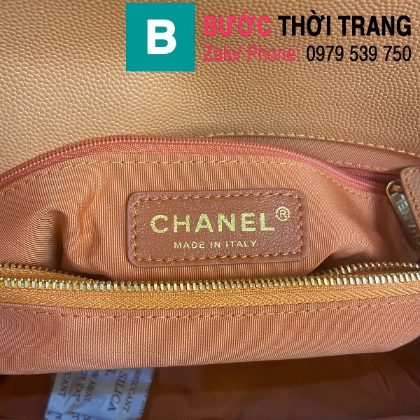 Túi nắp gập Chanel flap bag siêu cấp da bê màu cam size 24cm - AS2764