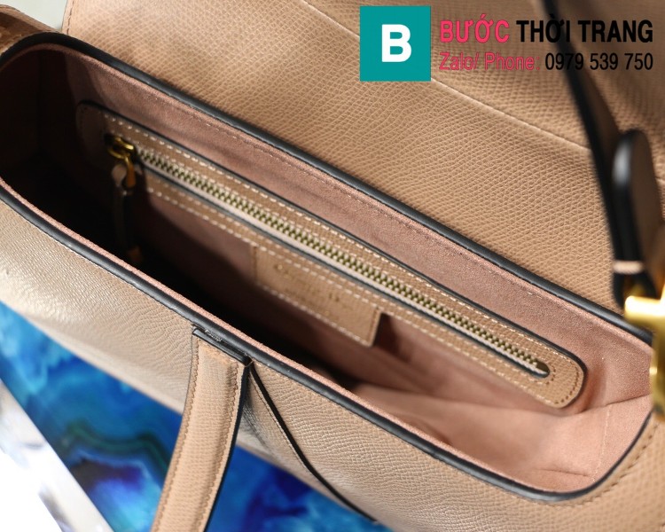 Túi xách Dior Saddle siêu cấp da bê màu nude size 25.5cm - M9001