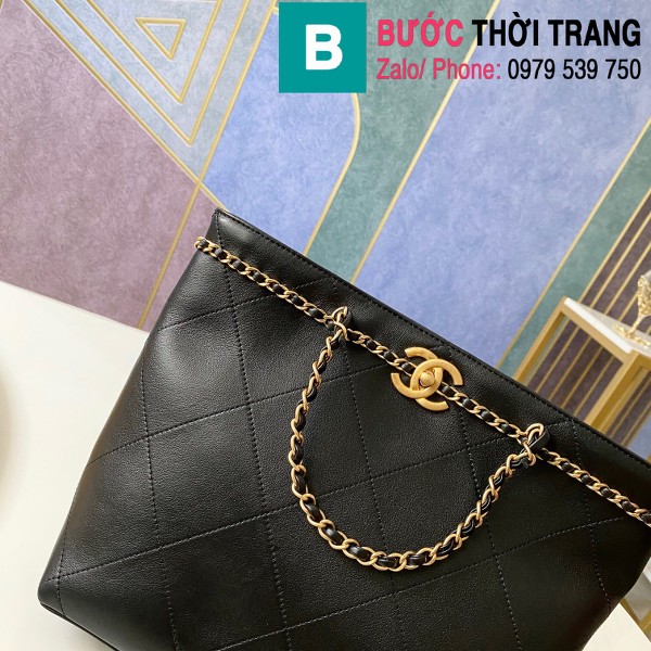 Túi xách Chanel Small Tote bag siêu cấp da bê màu đen size 31cm - AS2374 