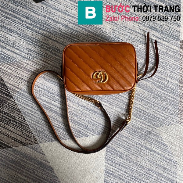 Túi xách Gucci Marmont matelassé mini bag siêu cấp màu đồng size 18 cm - 448065