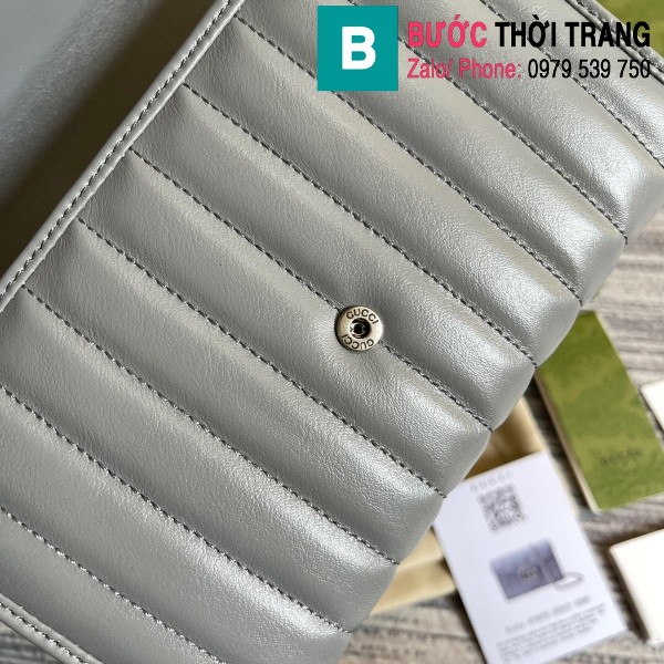 Túi xách Gucci Marmont Matelassé mini mẫu mới siêu cấp màu xanh xám size 20cm - 474575