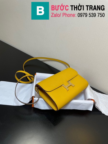 Túi xách Hermes Constance siêu cấp da epsom màu vàng size 20.5cm 