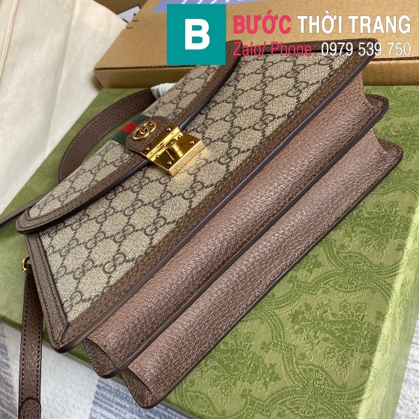 Túi xách Gucci Ophidia small top handle bag siêu cấp casvan màu nâu size 25cm - 651055