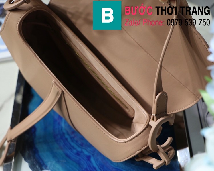 Túi xách Dior Saddle Bag siêu cấp chất liệu da bê màu nude size 25.5cm