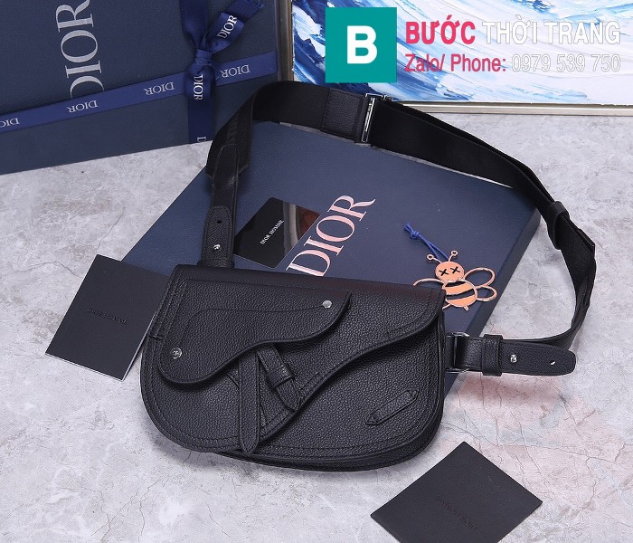 Túi xách Dior Saddle Bag {túi yên ngựa} siêu cấp da bê màu đen 2 size 24 cm