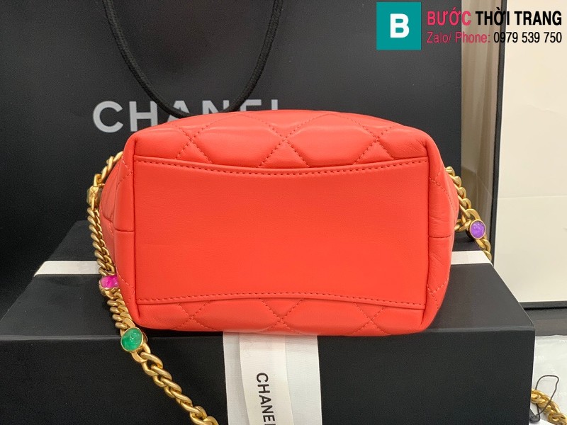 Túi xách Chanel Bag túi dây rút siêu cấp da cừu màu đỏ size 19cm AS2381