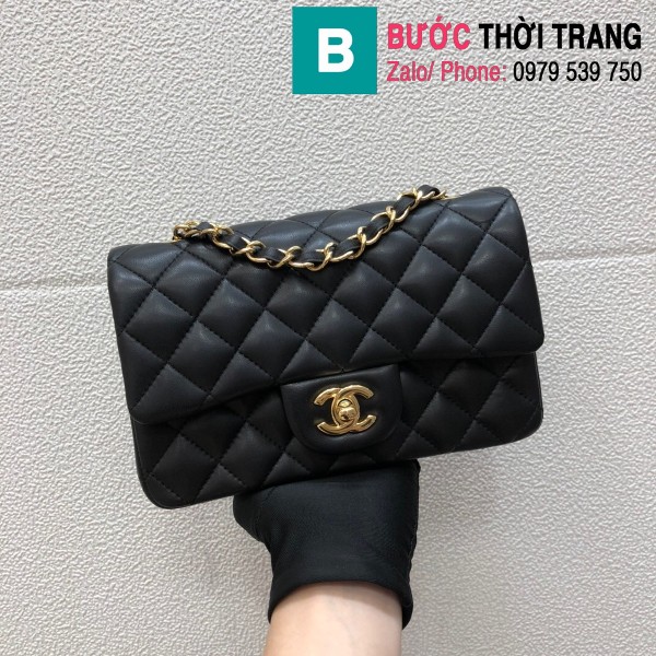 Túi xách Chanel Classic Flap Bag 1116 siêu cấp da bê màu đen size 20 cm