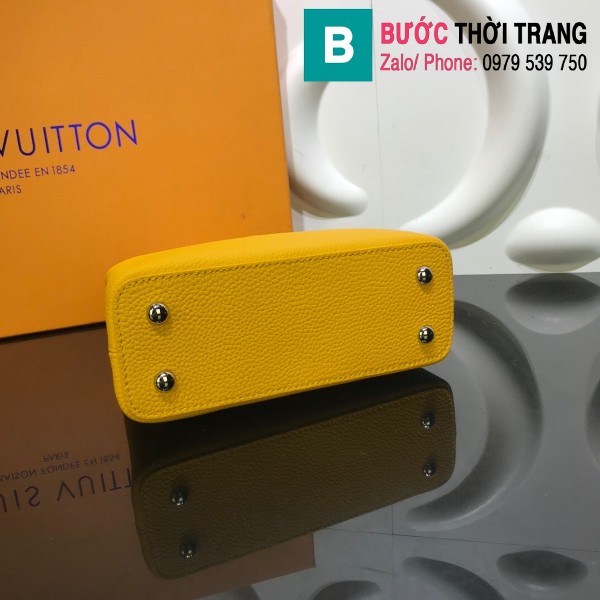 Túi xách Louis Vuitton Capucines Taurillon siêu cấp màu vàng size 21 cm - M55987