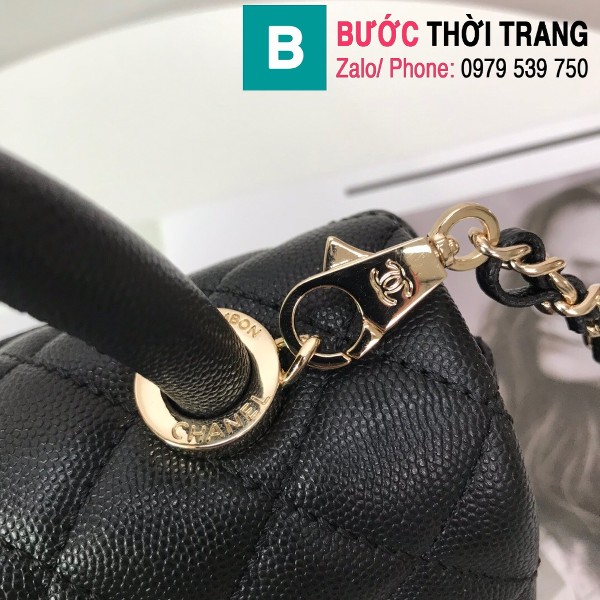 Túi xách Chanel Coco Handle Mini bag siêu cấp da bê màu đen size 19cm - AS2215