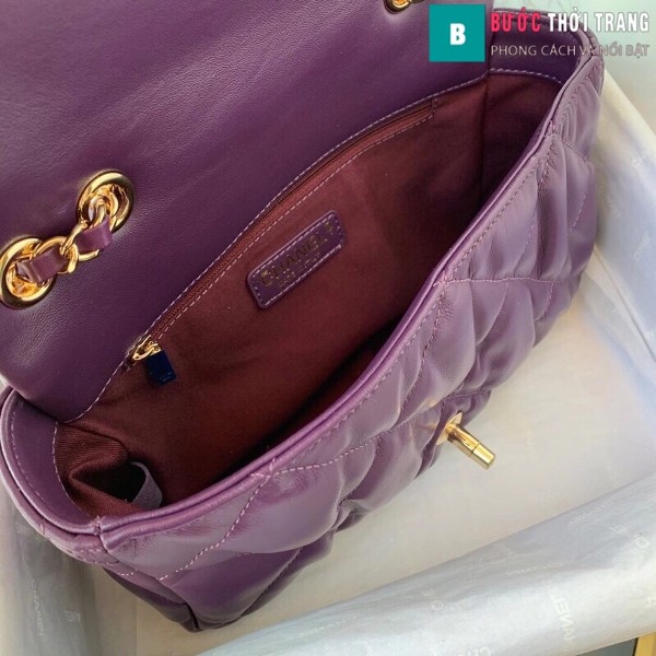 Túi xách đeo chéo Chanel siêu cấp mẫu mới màu tím size 25 cm