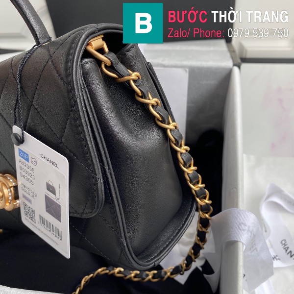 Túi xách Chanel 2020 Top Handle bag siêu cấp da bê màu đen size 20 cm - AS2059