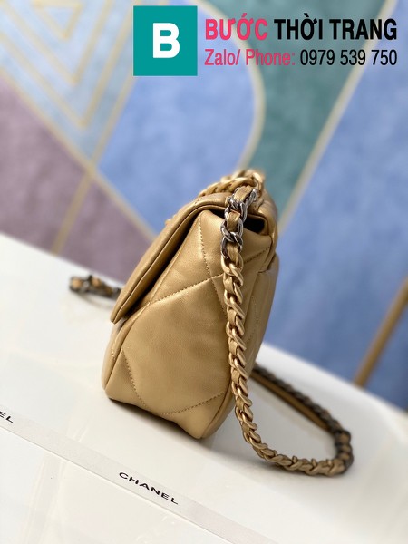 Túi xách Chanel 19 flap bag siêu cấp da bê màu đồng size 26 cm - 1160