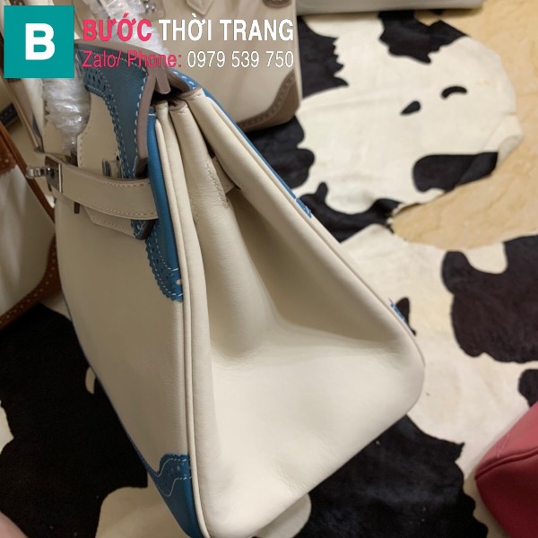  Túi xách Hermes Birkin siêu cấp da Togo màu trắng 2 size 30cm